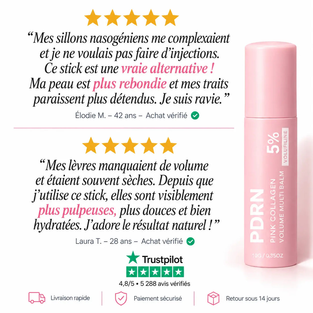 Stick PDRN appliqué sur les sillons nasogéniens